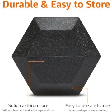 Amazon Basics 20lb Rubber Hex Dumbbell for Home Workouts