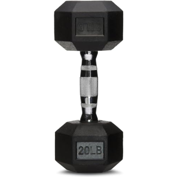 Amazon Basics 20lb Rubber Hex Dumbbell for Home Workouts