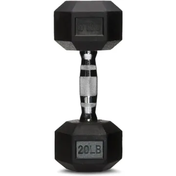 Amazon Basics 20lb Rubber Hex Dumbbell for Home Workouts