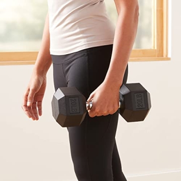 Amazon Basics 20lb Rubber Hex Dumbbell for Home Workouts
