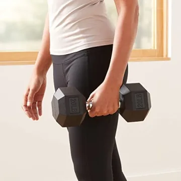 Amazon Basics 20lb Rubber Hex Dumbbell for Home Workouts