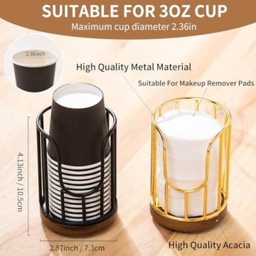 QTTCMY Stylish Bathroom Cup Dispenser with Wood Stand