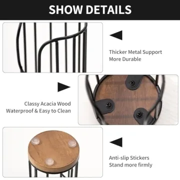 QTTCMY Stylish Bathroom Cup Dispenser with Wood Stand