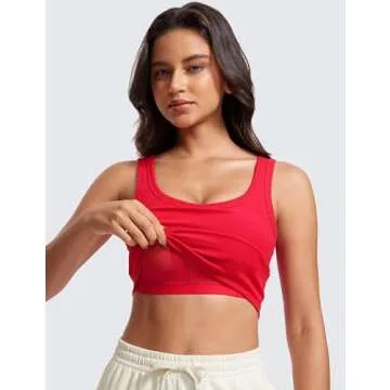 CRZ YOGA Womens Ribbed Longline Sports Bra - Stylish Comfort