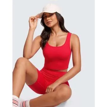 CRZ YOGA Womens Ribbed Longline Sports Bra - Stylish Comfort