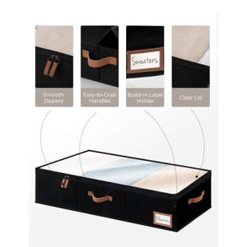 StorageWorks Extra Large Under Bed Storage Containers with Handles and Label Holder, 2 Pack Ultra-thick Fabric Underbed Bins, Closet Organizer for Clothes, Blankets, Sweater