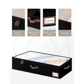 StorageWorks Extra Large Under Bed Storage Containers with Handles and Label Holder, 2 Pack Ultra-thick Fabric Underbed Bins, Closet Organizer for Clothes, Blankets, Sweater