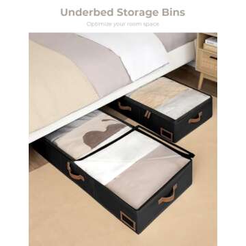 StorageWorks Extra Large Under Bed Storage Containers with Handles and Label Holder, 2 Pack Ultra-thick Fabric Underbed Bins, Closet Organizer for Clothes, Blankets, Sweater