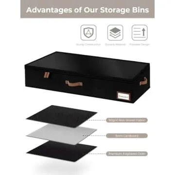 StorageWorks Extra Large Under Bed Storage Containers with Handles and Label Holder, 2 Pack Ultra-thick Fabric Underbed Bins, Closet Organizer for Clothes, Blankets, Sweater