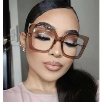 FEISEDY Oversized Square Blue Light Glasses for Comfort and Style