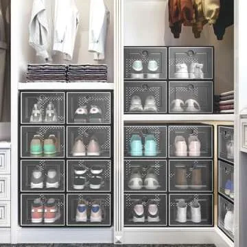 YITAHOME XL Stackable Storage Boxes, 18 PCS Organizers and Drawers for Shoes - Black (X-Large Size-Fits All Shoes)