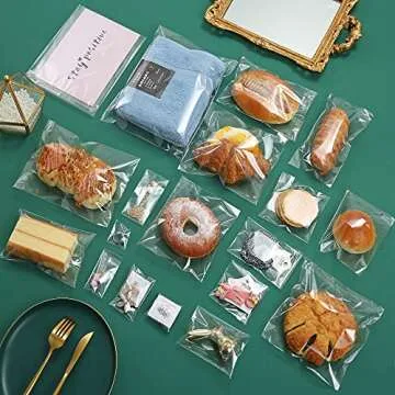 200 Pack 3" x 4" Thick Small Clear Resealable Self Seal Cellophane Plastic Bags Adhesive Cello Poly Bag For Packaging Jewelry Bead Necklace Ring Gift