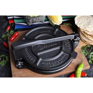 Victoria 6.5 Inch Cast Iron Tortilla Press. Tortilla Maker, Flour Tortilla press, Rotis Press, Dough...