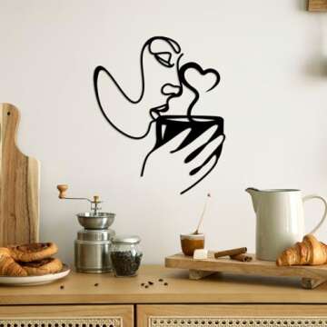 Oubasa Metal Coffee Sign Wall Art, Kitchen Home Wall Decor, Minimalist Woman Coffee Black Wall Decor...