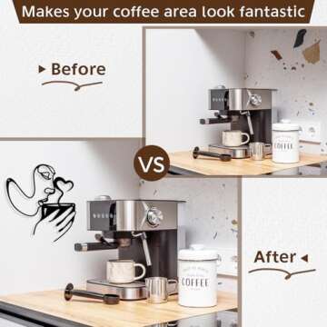 Oubasa Metal Coffee Sign Wall Art, Kitchen Home Wall Decor, Minimalist Woman Coffee Black Wall Decors Modern Art for Office Living Room Coffee Bar Decorations, Housewarming Gifts