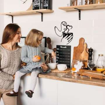 Oubasa Metal Coffee Sign Wall Art, Kitchen Home Wall Decor, Minimalist Woman Coffee Black Wall Decors Modern Art for Office Living Room Coffee Bar Decorations, Housewarming Gifts