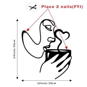 Oubasa Metal Coffee Sign Wall Art, Kitchen Home Wall Decor, Minimalist Woman Coffee Black Wall Decors Modern Art for Office Living Room Coffee Bar Decorations, Housewarming Gifts