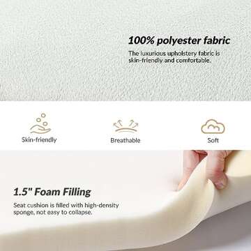 HULALA HOME 58.5" End of Bed Bench, Modern Fabric Upholstered Entryway Bench, Footrest Stool Accent Bench with Solid Wood Frame for Bedroom Living Room, Ivory