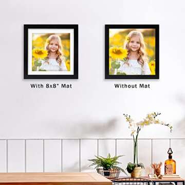 10x10 Black Square Picture Frames Set of 2 Classic Natural Wood Photo Frame for Wall or Tabletop Display