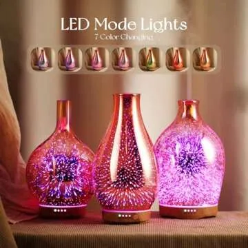 Porseme Essential Oil Diffuser 3D Glass Aromatherapy Ultrasonic Humidifier Cool Mist, Auto Shut-Off,...