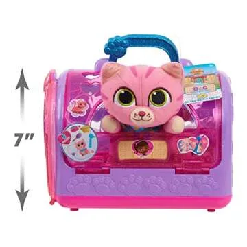 Just Play Disney Junior Doc McStuffins On-the-Go Pet Carrier and Accessories – Whispers, 5.5-inch Plushie, Kids Toys for Ages 3 Up