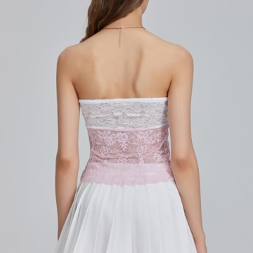 Trendy Womens Lace Patchwork Crop Tube Top for Summer