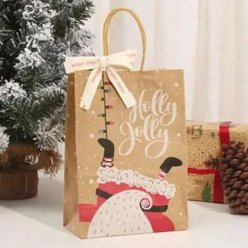 KINGLAKE Merry Christmas Ribbon 5/8" x 10 Yards Cotton Christmas Ribbon Natural Twill Tape Cotton with Black Merry Christmas Herringbone Holiday Ribbon for Crafts Gift Wrapping Thin Xmas Ribbons