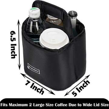 Brandzini Reusable Insulated Cup Carrier, Lightweight Padded and Foldable Drink Holder with Detachab...