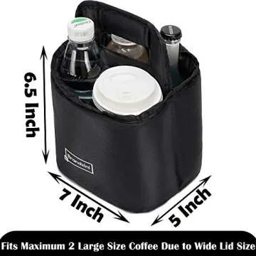 Brandzini Reusable Insulated Cup Carrier, Lightweight Padded and Foldable Drink Holder with Detachab...