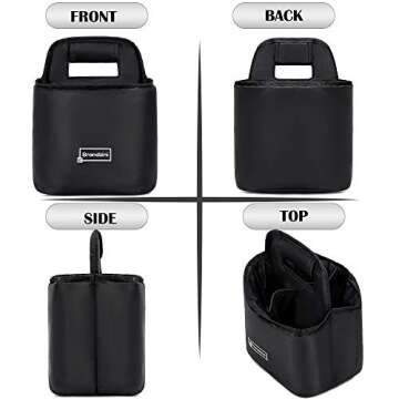 Brandzini Reusable Insulated Cup Carrier, Lightweight Padded and Foldable Drink Holder with Detachable dividers (Fits Maximum 2 Large Size Coffee Due to Wide Lid Size)