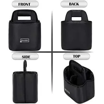 Brandzini Reusable Insulated Cup Carrier, Lightweight Padded and Foldable Drink Holder with Detachable dividers (Fits Maximum 2 Large Size Coffee Due to Wide Lid Size)