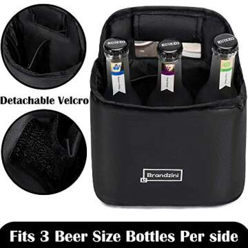 Brandzini Reusable Insulated Cup Carrier, Lightweight Padded and Foldable Drink Holder with Detachable dividers (Fits Maximum 2 Large Size Coffee Due to Wide Lid Size)