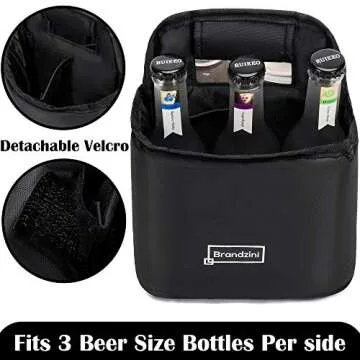 Brandzini Reusable Insulated Cup Carrier, Lightweight Padded and Foldable Drink Holder with Detachable dividers (Fits Maximum 2 Large Size Coffee Due to Wide Lid Size)