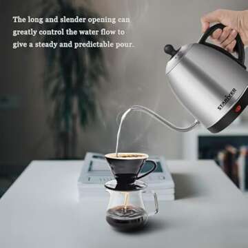 Stariver Electric Gooseneck Kettle - Precision Pouring with Safety Features