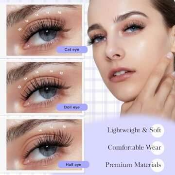 BEYELIAN Self Adhesive Lash Clusters Kit D+ Curl Press-On No Glue Needed DIY Lash Extension Reusable Cluster Lashes Fuss Free No Sticky Residue Self Application at Home 10-16mm 120 Pcs (ZBP06)