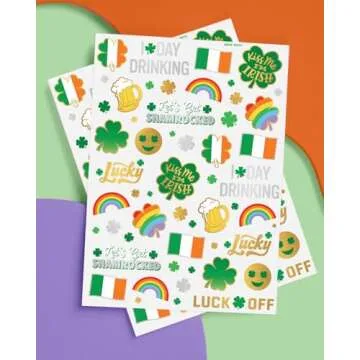 xo, Fetti St Patricks Day Temporary Tattoos - 54 Glitter Styles | Shamrock Supplies, Kiss Me I'm Iri...