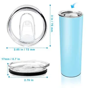 YiePhiot 20 oz Skinny Tumbler Replacement Lids - Spill Proof & Splash Resistant