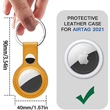 Leather Protective Case for Apple AirTag with Key Chain, Easy Carry AirTag Key Ring Cover for AirTags Finder Keychain Backpacks Liner Bags Accessory (Brown)