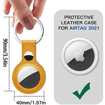 Leather Protective Case for Apple AirTag with Key Chain, Easy Carry AirTag Key Ring Cover for AirTags Finder Keychain Backpacks Liner Bags Accessory (Brown)