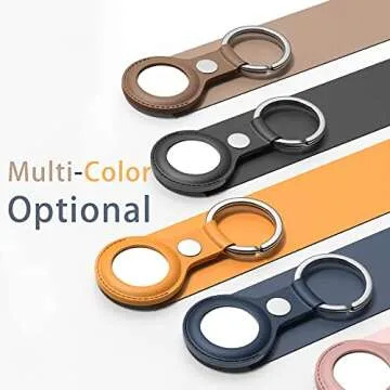 Leather Protective Case for Apple AirTag with Key Chain, Easy Carry AirTag Key Ring Cover for AirTags Finder Keychain Backpacks Liner Bags Accessory (Brown)