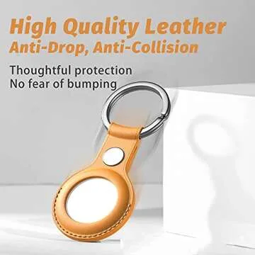 Leather Protective Case for Apple AirTag with Key Chain, Easy Carry AirTag Key Ring Cover for AirTags Finder Keychain Backpacks Liner Bags Accessory (Brown)