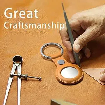 Leather Protective Case for Apple AirTag with Key Chain, Easy Carry AirTag Key Ring Cover for AirTags Finder Keychain Backpacks Liner Bags Accessory (Brown)