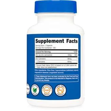 Nutricost Zinc Carnosine 86mg - 120 Capsules, Non-GMO & Gluten-Free