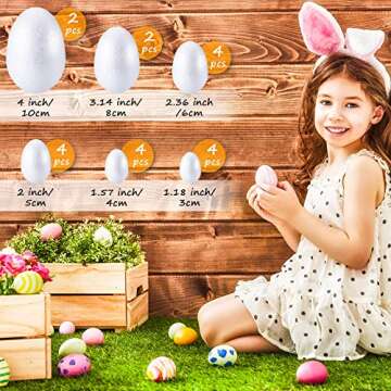 Zonon 6 Sizes Foam Eggs for Easter Crafts - Decorative and Smooth