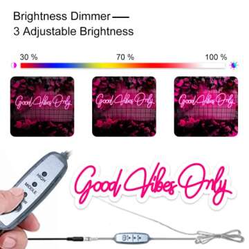 Large Good Vibes Only Neon Signs, 23.6 inches LED Neon Light Sign Art Gifts for Bachelorette Party First Birthday Favors Room Apartment Home Wall Decorations