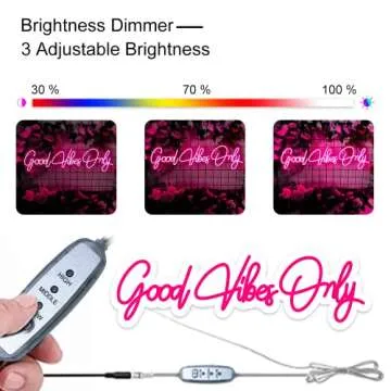 Large Good Vibes Only Neon Signs, 23.6 inches LED Neon Light Sign Art Gifts for Bachelorette Party First Birthday Favors Room Apartment Home Wall Decorations