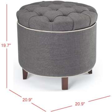 Safavieh Amelia Tufted Storage Ottoman, Charcoal