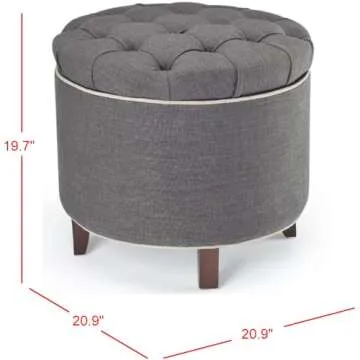 Safavieh Amelia Tufted Storage Ottoman, Charcoal