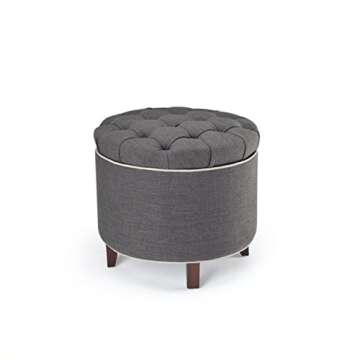 Safavieh Amelia Tufted Storage Ottoman, Charcoal