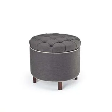 Safavieh Amelia Tufted Storage Ottoman, Charcoal